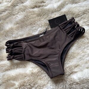 NWT RELLECIGA Brown Strappy Low Rise Bikini Bottoms